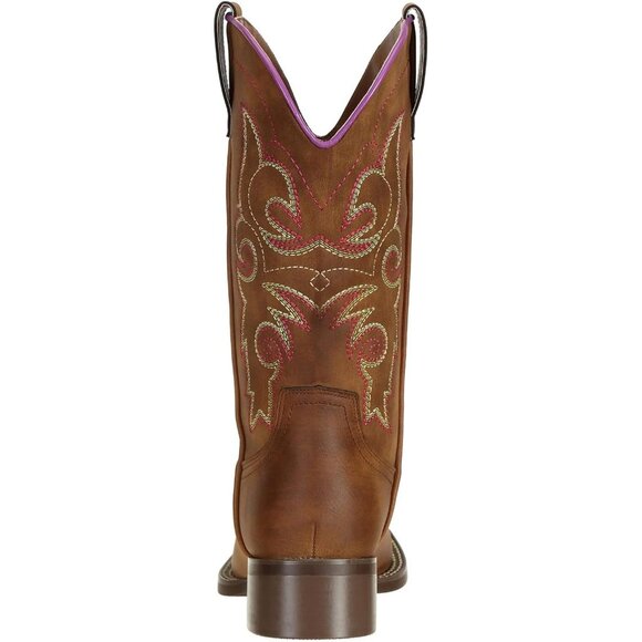 SheSole Western Boots Women Brown Faux Leather Square Toe Wide Mid Calf - Picture 3 of 7